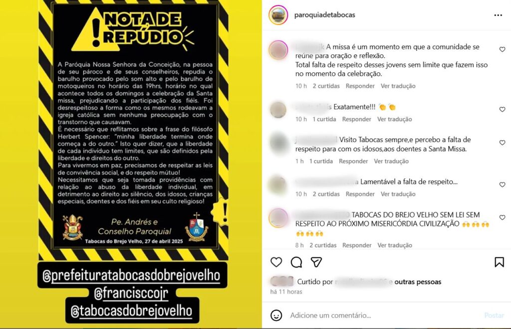 Captura de tela do Instagram da Paróquia (Foto: Reprodução/Instagram)