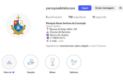 Novo Instagram da Paróquia (Foto: Reprodução/Instagram)