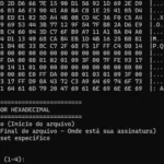 Visualizador hexadecimal exibindo dados binários e menu de opções (Créditos: Adamy Gianinni)