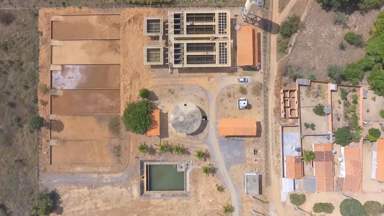 Vista aérea da estação de tratamento de água da Embasa em Santana - BA (Créditos: Divulgação)